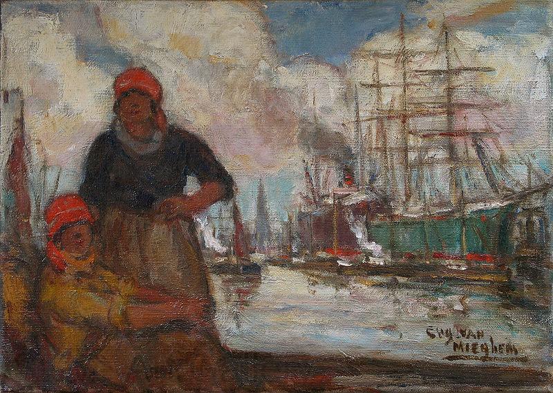 Eugeen Van Mieghem Women of the docks France oil painting art